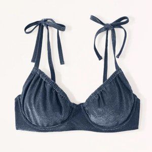 ABERCROMBIE & FITCH: Curve Love Shimmer Tie-Strap Underwire Bikini Top NWT